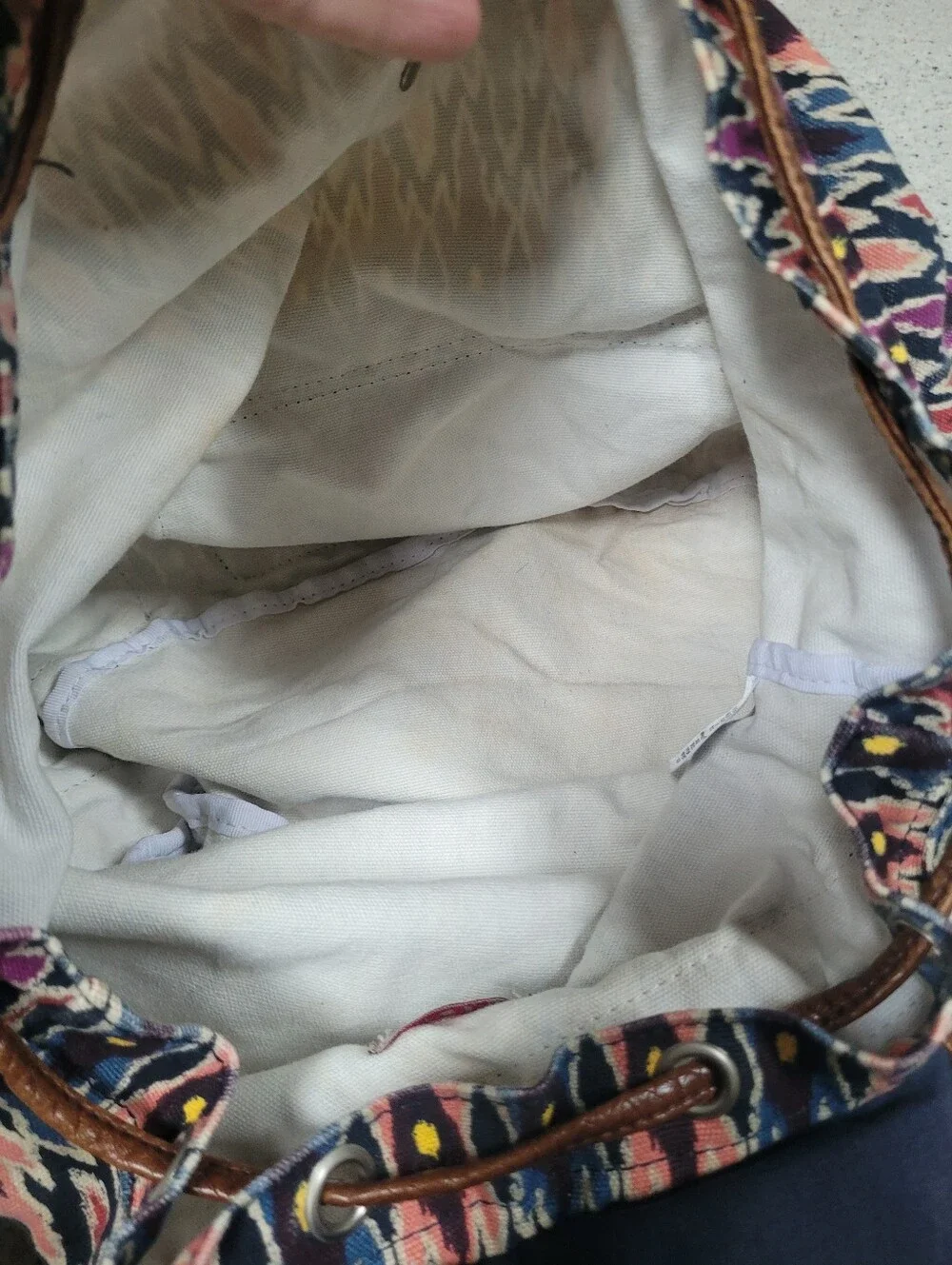 Canvas Backpack Aztec Print Cape Juby Navy Brown Pink
